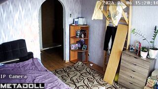 Chunky Norwegian brunette slave changes her wet and dirty panties in the bedroom