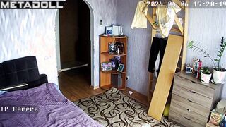 Chunky Norwegian brunette slave changes her wet and dirty panties in the bedroom