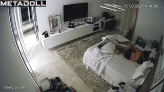 Chunky New Zealander brunette student girl sucks old cock and got cum hidden IP camera