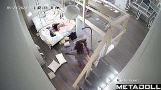 American college girls have a sleepover