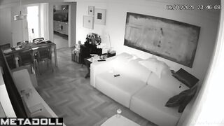 Chubby woman rides her husband on the couch