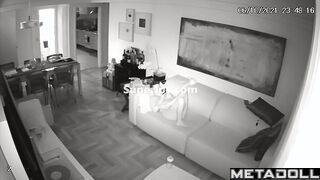 Chubby woman rides her husband on the couch