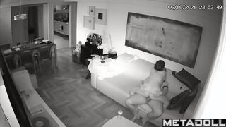Chubby woman rides her husband on the couch
