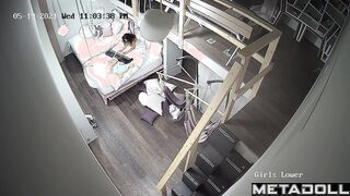 American teenage girl plays the piano naked