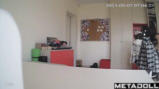 European nerdy girl changing clothes