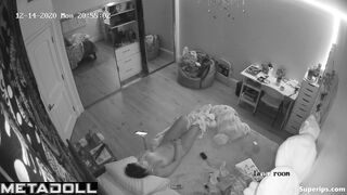 Brunette girl masturbates in video call