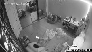 Brunette girl masturbates in video call