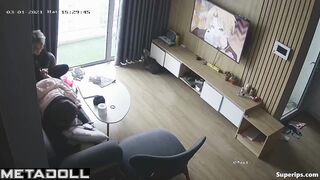 Japanese couple fucks while watching hentai