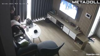 Japanese couple fucks while watching hentai