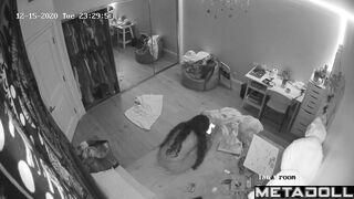 Brunette girl masturbates with a hairbrush