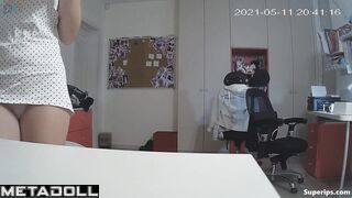 Nerdy German teenager gets dressed in her room