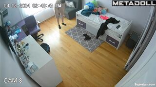 American teenage girl tries on a sexy bikini