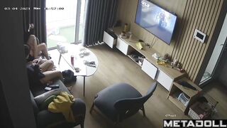 Young Japanese couple fucks watching porn