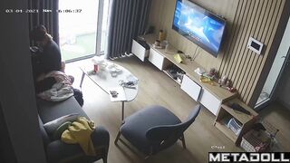 Young Japanese couple fucks watching porn