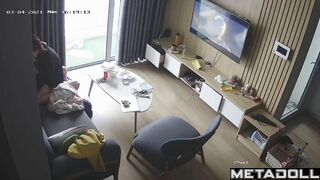 Young Japanese couple fucks watching porn