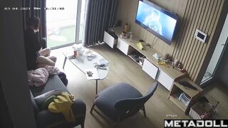 Young Japanese couple fucks watching porn