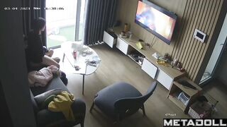 Young Japanese couple fucks watching porn