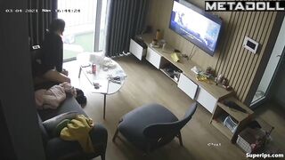 Young Japanese couple fucks watching porn