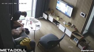 Young Japanese couple fucks watching porn