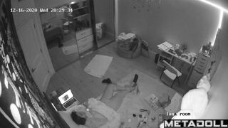 Brunette college girl masturbates in a video call