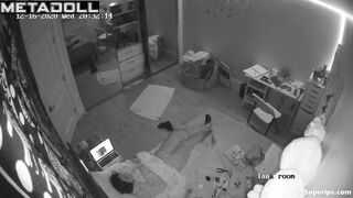 Brunette college girl masturbates in a video call