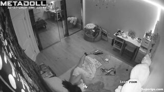 Brunette girl masturbates while watching TikTok