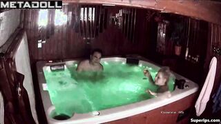 Busty blonde woman gets fucked in the Jacuzzi