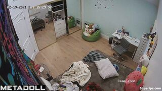 Naughty brunette girl masturbates watching porn