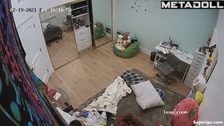 Naughty brunette girl masturbates watching porn