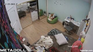 Naughty brunette girl masturbates watching porn