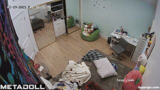 Naughty brunette girl masturbates watching porn