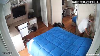 British sports girl gets dressed in her room