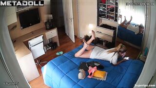 British sports girl gets dressed in her room