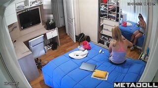 British sports girl gets dressed in her room