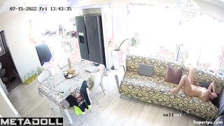 European mom lies naked on the sofa