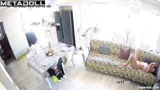 European mom lies naked on the sofa