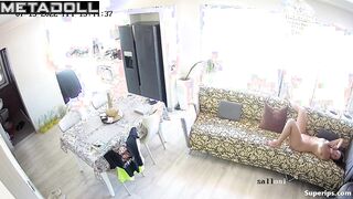 European mom lies naked on the sofa