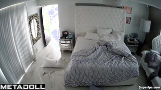 Busty brunette woman gets fucked in her bed