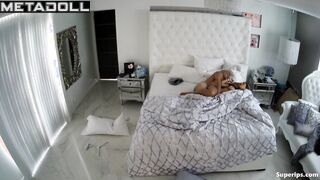 Busty brunette woman gets fucked in her bed