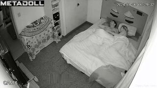 Blonde woman fucks her sleeping husband