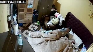 Amateur couple fuck in their messy room