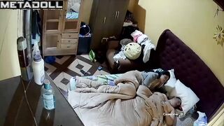 Amateur couple fuck in their messy room