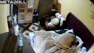 Amateur couple fuck in their messy room
