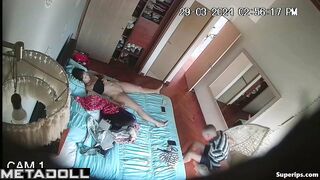 Brunette girl masturbates in front of her stepdad
