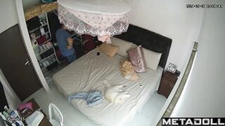 Petite redhead woman rides her husband