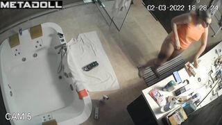 Blonde MILF shower spy cam at home