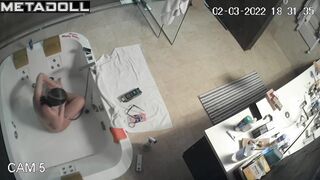 Blonde MILF shower spy cam at home
