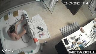 Blonde MILF shower spy cam at home