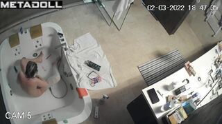 Blonde MILF shower spy cam at home