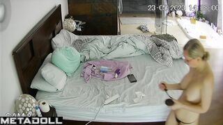 Big ass French mother masturbates in her pajamas with a sex toys